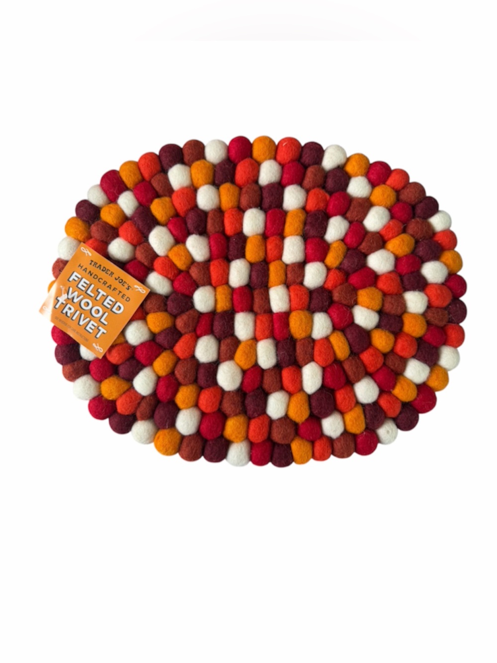Trader Joe’s Handcrafted Felted Wool Trivet Multicolor NWT